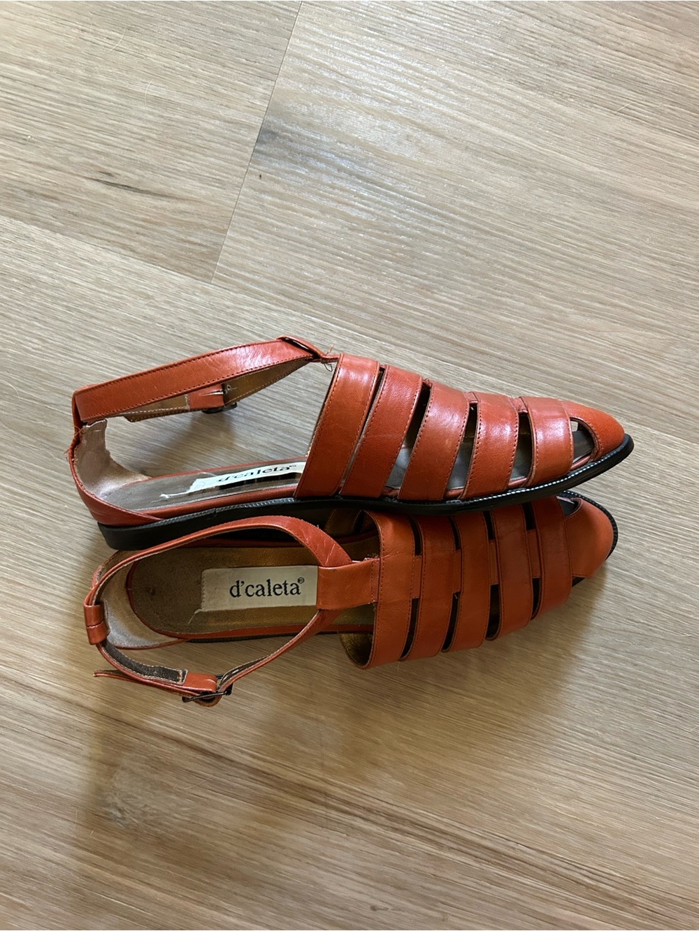 Vintage Cognac Leather Caged Slingback Heels | Retro Peep Toe Size 7 - Picture 3 of 7